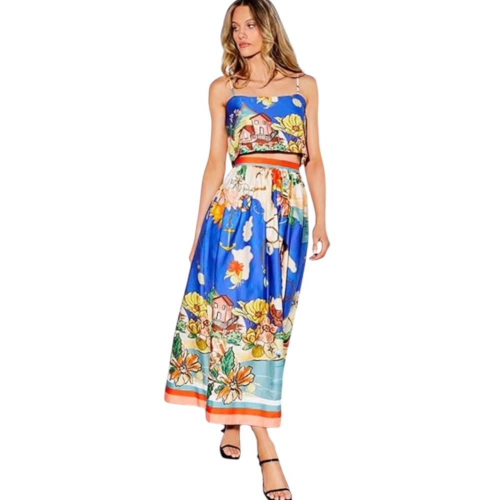 Antonio Melani Womens 14‎ Evie Ocean Print Skirt & Top NWT